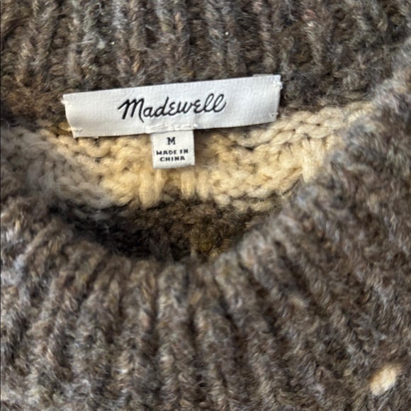 Madewell Aldridge crop wool blend Knit Heather Otter Sweater size medium - Picture 5 of 5